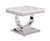 20" Silver And White Marble Look Stainless Steel Square End Table