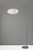 Paper Lantern Floor Lamp Brushed Steel Metal Crescent Arm