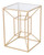 23" Gold And Clear Genuine Marble Look Square End Table