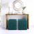 17" Hunter Green Velvet Quilted Cube Ottoman