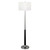 60" Black Traditional Shaped Floor Lamp With White Frosted Glass Drum Shade