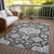 8' X 10' Charcoal Gray And Beige Medallion Washable Indoor Outdoor Area Rug