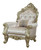 40" X 39" X 49" Fabric Antique White Upholstery Poly-Resin Chair w/1 Pillow