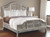 White Carved Geometric Distressed Reclaimed Wood King Bed Frame
