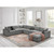 36" Grey 100% Linen With Black Ottoman