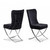 Set Of Two Tufted Black and Chrome Upholstered Microfiber Dining Chairs