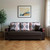 87" Brown Faux Leather Convertible Futon Sleeper Sofa And Toss Pillows With Storage