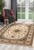 5' X 8' Beige and Black Floral Medallion Power Loom Area Rug