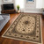 5' X 8' Beige and Black Floral Medallion Power Loom Area Rug