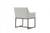 Beige and Antiqued Brass Upholstered Fabric Dining Arm Chair