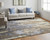 5' X 8' Brown Blue And Ivory Abstract Distressed Area Rug
