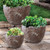 Set of Three 21" Brown Stone Indoor Outdoor Round Pot Planter