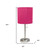 20" Silver Metal USB Table Lamp LED With Pink Drum Shade