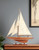 32" Brown Solid Wood Hand Painted Boat