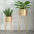 Gold Metal Plant Stand with Gold Flower Pot Holder Corner Shelving Rack Indoor Display
