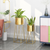Gold Metal Plant Stand with Gold Flower Pot Holder Corner Shelving Rack Indoor Display