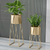 Gold Metal Plant Stand with Gold Flower Pot Holder Corner Shelving Rack Indoor Display