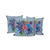 Set of Three Blue Botanical Indoor Outdoor Throw Pillow