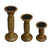 Handmade Wood Eco-friendly Traditional Medium Polish Set Of Three Pillar Candle Holder