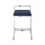 Set of Two Navy Blue and Silver Stainless Steel and Faux Leather Low Back Counter Height Bar Chairs