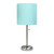 Set of Two 20" Silver Metal Table Lamp With Aqua Drum Shade