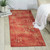 8' Red And Green Floral Non Skid Runner Rug