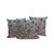 Set of Three Gray Red Blue And Yellow Peacock Floral Indoor Outdoor Throw Pillow