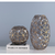 Grey Colo Diamond Cut Glass Flower Vase Round Jar Home Decor with Gold Accent  and Medium