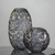 Grey Colo Diamond Cut Glass Flower Vase Round Jar Home Decor with Gold Accent  and Medium