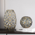 Grey Colo Diamond Cut Glass Flower Vase Round Jar Home Decor with Gold Accent  and Medium