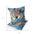 Set of Two Gray Orange And Blue Bird Indoor Outdoor Throw Pillow