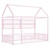 Pink Metal Twin House Bed