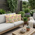 Set of Three Yellow Peacock Indoor Outdoor Throw Pillow