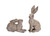 Set of Two Gray Polyresin Figurine Tabletop Sculpture