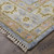 3' X 5' Green Blue and Yellow Wool Geometric Hand Knotted Area Rug With Fringe