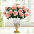 Clear Glass Cylinder Flower Vase with  Bunch  Heads Artificial Fake Silk Rose Home Decor