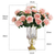 Clear Glass Cylinder Flower Vase with  Bunch  Heads Artificial Fake Silk Rose Home Decor
