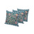 Set of Three Dark Green Aqua And Pink Peacock Indoor Outdoor Throw Pillow
