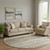 8' Brown And Beige Striped Washable Round Rug With UV Protection
