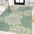 6' X 9' Cream And Green Floral Indoor Outdoor Area Rug