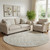 8' Beige And Ivory Geometric Washable Round Rug With UV Protection