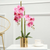 Artificial Fake Orchid Flower in Copper Metal Vase