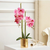 Artificial Fake Orchid Flower in Copper Metal Vase
