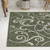 4' X 6' Green And Cream Floral Indoor Outdoor Area Rug