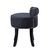 18" Dark Gray and Black Linen Tufted Round Footstool