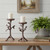 10" Brown Distressed Abstract Metal Tabletop Pillar Candle Holder