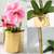Artificial Fake Orchid Flower in Copper Metal Vase
