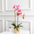 Artificial Fake Orchid Flower in Copper Metal Vase