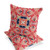 Set of Two Red Indigo Green And Cream Floral Indoor Outdoor Throw Pillow