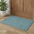 3' X 5' Teal And Ivory Geometric Washable Area Rug With UV Protection
